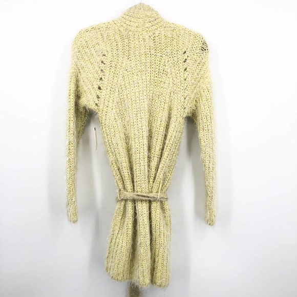 NWT Anthropologie Yellow Larkin Shimmer Belted Cardigan Small Long Sleeve - Picture 5 of 8